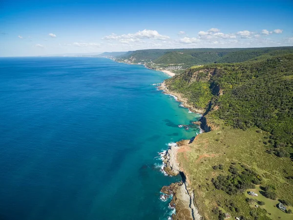 Letecký Pohled Členité Pobřeží Poblíž Grand Pacific Drive Sydney Austrálie — Stock fotografie