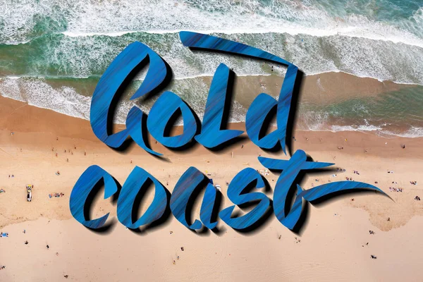 Zlaté Pobřeží Nad Leteckým Pohledem Lidi Pláži Queenslandu Austrálie — Stock fotografie