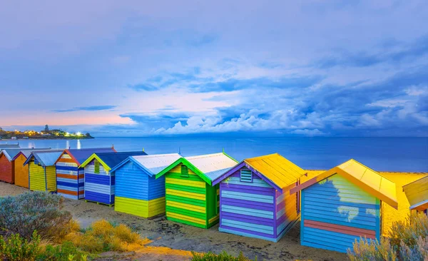 Happy Brighton Beach Chaty Różowym Wschodzie Słońca Melbourne Victoria Australia — Zdjęcie stockowe