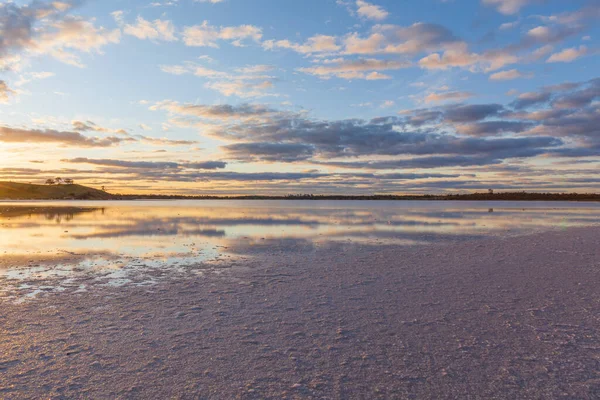 Sal Rosa Australiana Lago Crossbie Atardecer Parque Nacional Murray Atardecer — Foto de Stock