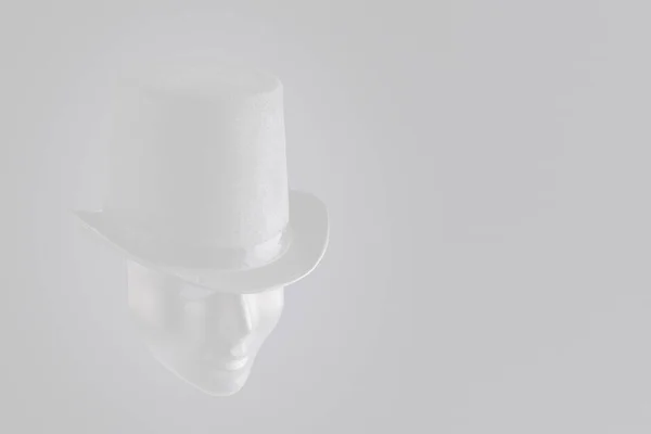 Sort Maske Ansigt Iført Sort Top Hat Sort Baggrund Med - Stock-foto