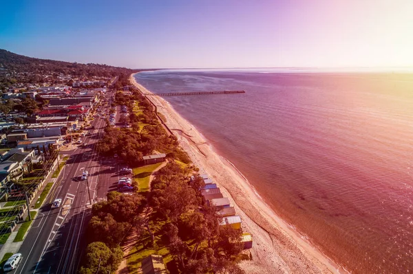 Solnedgång Över Dromanas Kust Morningtonhalvön Victoria Australien — Stockfoto