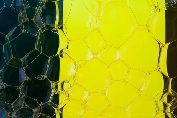 Abstracte Achtergrond Met Hexagonale Geometrische Vormen Zeepbellen Extreme Close — Stockfoto