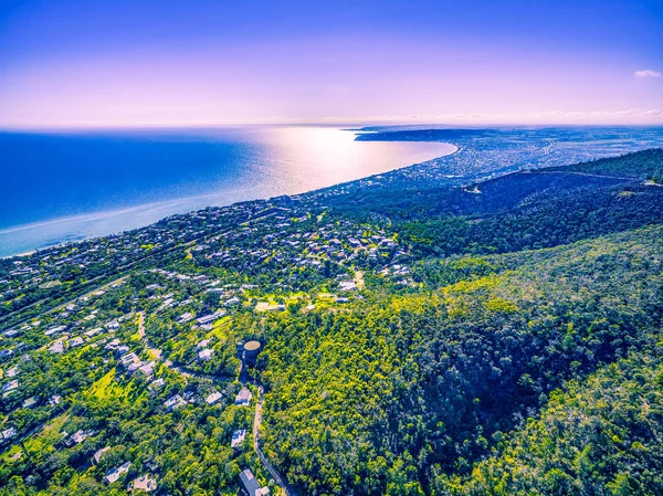 Sıcak Yaz Gününde Mornington Yarımadasının Havadan Manzarası Melbourne Avustralya — Stok fotoğraf