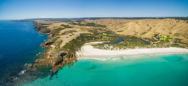 Kangaroo Island North Coast Middle River Aerial Panorama Snelling Beach — Stock Photo, Image