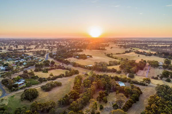 Sunset Pastures Australian Outback Aerial View — Stok Foto