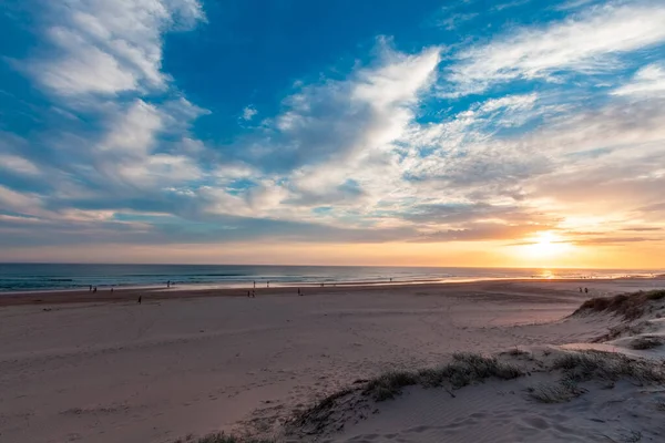 Vacker Solnedgång Över Birubi Stranden Anna Bay New South Wales — Stockfoto