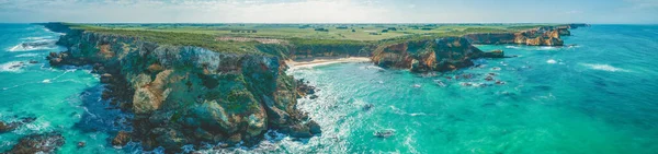 Wide Aerial Panorama Ocean Coastline Remote Part Great Ocean Road — Stock Photo, Image