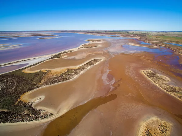 Flygfoto Landskap Grunt Salt Sjön Tyrrell Sea Lake Victoria Australien — Stockfoto