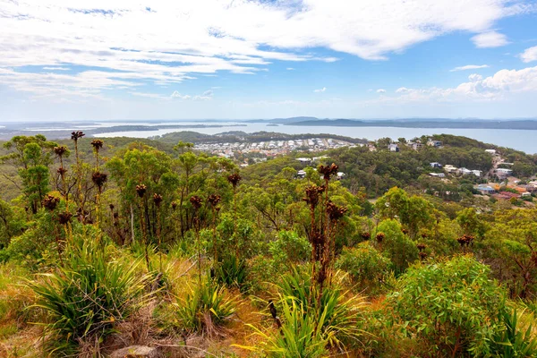 Indah Pemandangan Pantai Port Stephens Dari Gan Gan Lookout Nelson — Stok Foto