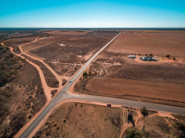 Aerial View Road Passing Agricultural Land Riverland South Australia — Stock Photo, Image