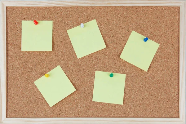 Six Post Notes Pins Sticked Corkboard — Stock Photo, Image