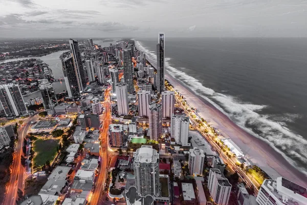 Surfers Paradise Skyline Atardecer Gold Coast Queensland Australia — Foto de Stock