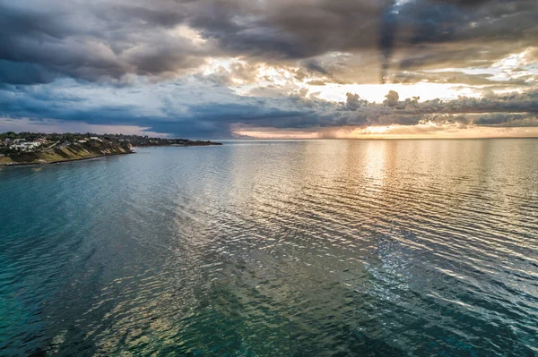 Flygfoto Över Grunt Vatten Och Morningtonhalvöns Kust Vid Solnedgången — Stockfoto