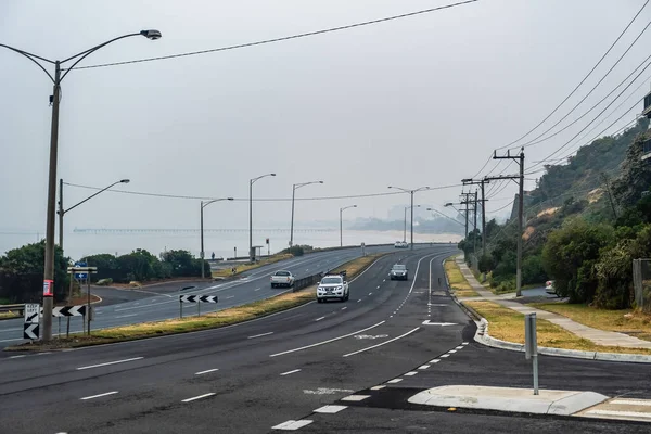 Melbourne Oostenrijk Circa Januari 2020 Rooknevel Uit Bosbranden Bedekt Melbourne — Stockfoto