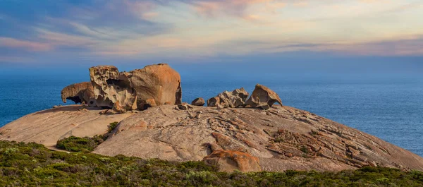 Famosas Rochas Notáveis Pôr Sol Parque Nacional Flinders Chase Ilha — Fotografia de Stock