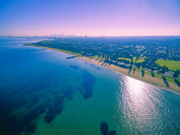 Melbourne Avustralya Daki Güzel Plajların Sahil Şeridinin Havadan Görüntüsü — Stok fotoğraf