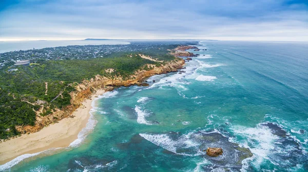Aerial Panorama Sorrento Back Beach Coastline Mornington Peninsula Melbourne Australia — Stock Photo, Image