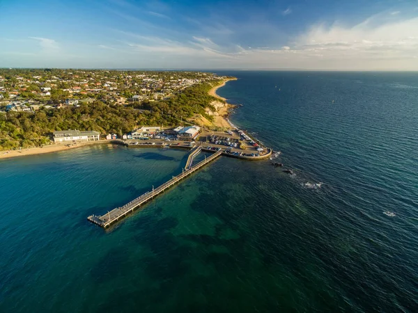 Aerial Landscape View Black Rock Suburb Pier Yacht Club Sunset — Stock Photo, Image