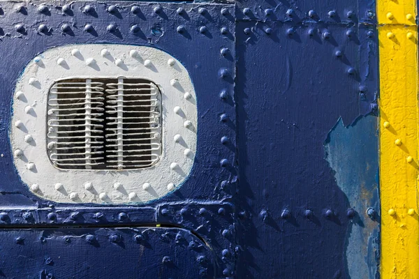 Textuur Achtergrond Fragment Van Een Oud Vliegtuig Geschilderd Blauw Met — Stockfoto