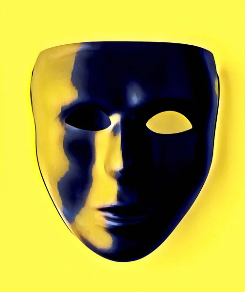 Sarı Renkli Siyah Maske Dijital Sanat Eserlerini Aydınlatıyor — Stok fotoğraf