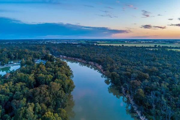 Murray River Vid Skymningen Antenn Utsikt — Stockfoto