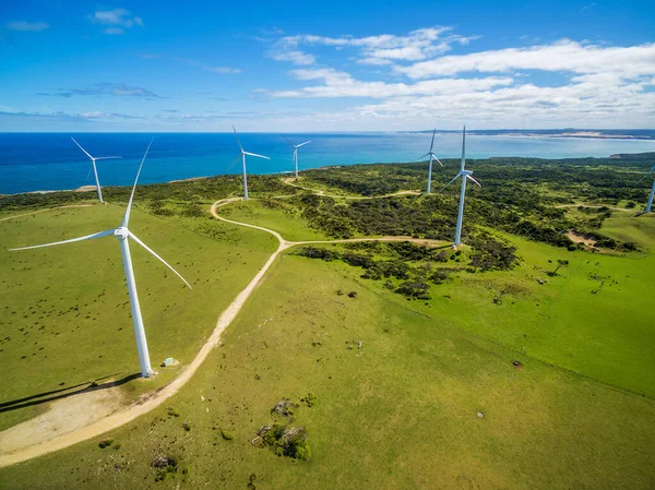 Повітряний Вид Вітрової Електростанції Сільській Місцевості Сонячний День Австралії — стокове фото