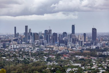 Brisbane CBD silueti. Queensland, Avustralya