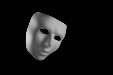 Beyaz maske kopyalama alanı ile siyah arkaplanda izole edilmiş görünüyor