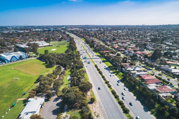 Aerial view of typical suburb in Melbourne