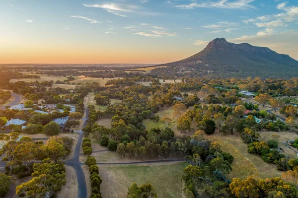 Aerial View Dunkeld Township Mount Sturgeon Grampians National Park Sunset — Stock Photo, Image