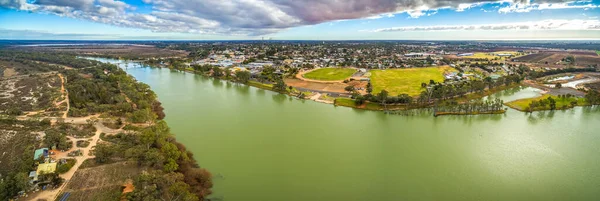 Flygfoto Panorama Landskap Murray River Och Staden Berri Hjärtat Riverland — Stockfoto