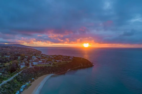 Pôr Sol Sobre Port Phillip Bay Austrália — Fotografia de Stock