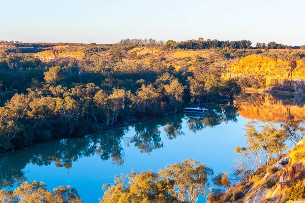 Casa Flotante Amarrada Río Murray Atardecer Riverland Australia Del Sur — Foto de Stock