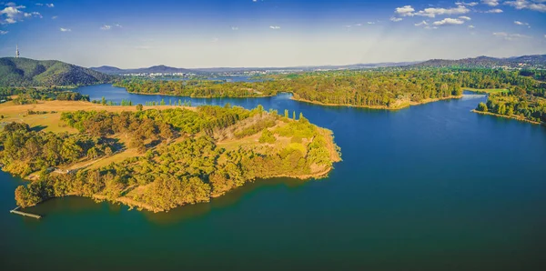Panorama Aéreo Del Icónico Lago Burley Griffin Canberra Australia —  Fotos de Stock