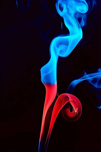 Colorful Glowing Smoke Swirls Isolated Black Background Copy Space Digital — Stock Photo, Image