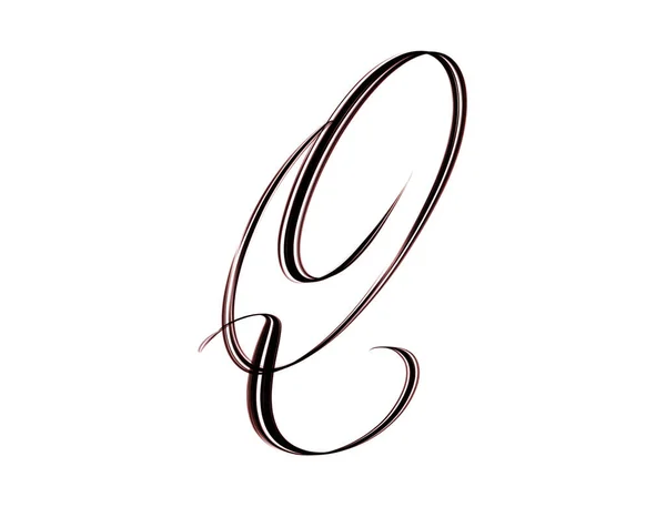 大写字母Q 在白色背景上孤立的优雅的手写字体 — 图库照片