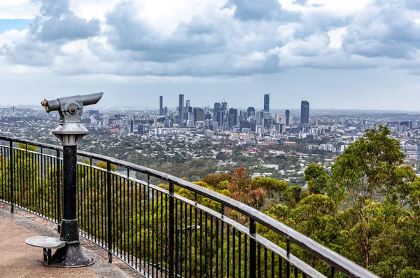 Coin Operated Binoculars Pointed Brisbane Cbd Skyline Lookout — Stock Photo, Image