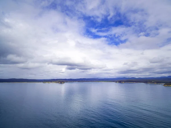 Minimalistic Aerial Landscape Nothing Water Patch Land Skies — Stock Photo, Image