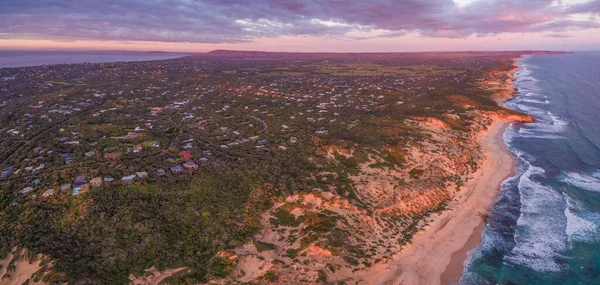 Aerial Panorama Mornington Peninsula Suburban Areas Rye Sunset Melbourne Australia — Stock Photo, Image