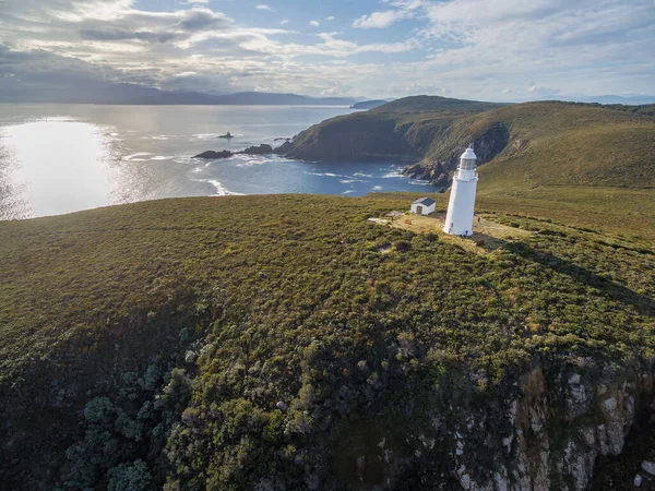 stock image Aerial view of Bruny Island Lighthouse at sunset. Tasmania, Australia