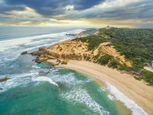 Vista Aérea Costa Sorrento Ocean Beach Mirante Coppins Lookout Nascer — Fotografia de Stock