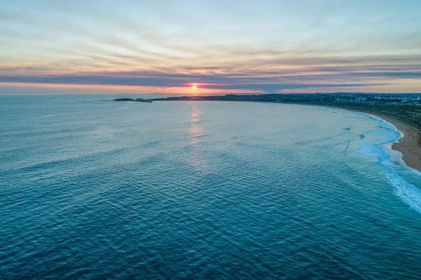 Pemandangan Udara Matahari Terbenam Sepanjang Pantai Laut Australia — Stok Foto