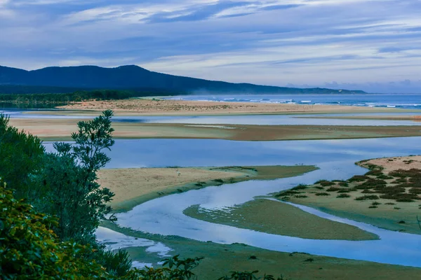 Bela Praia Oceânica Maré Baixa Mallacoota Town Victoria Austrália — Fotografia de Stock