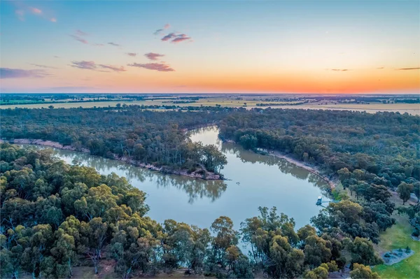 Murray River Při Západu Slunce Letecký Pohled — Stock fotografie