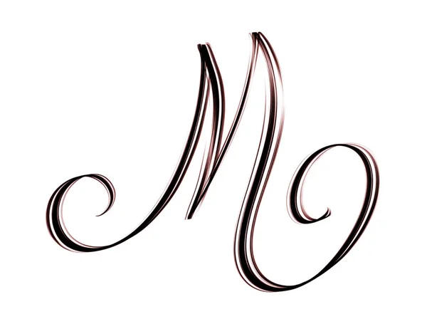 凹凸不平的大写字母M 白色背景上孤立的字母 — 图库照片
