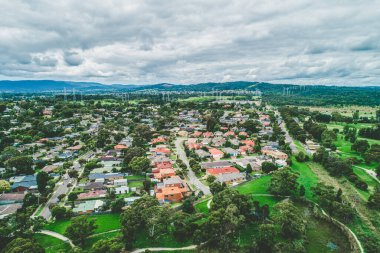 Melbourne, Avustralya 'nın Rowville banliyösündeki hava manzarası.