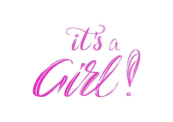 Girl Elegant Hand Lettering Composition Pink Isolated White — Stock Photo, Image