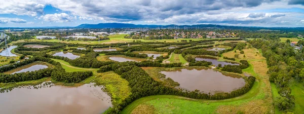Pemandangan Panorama Udara Tirhatuan Wetlands Reserve Australia — Stok Foto