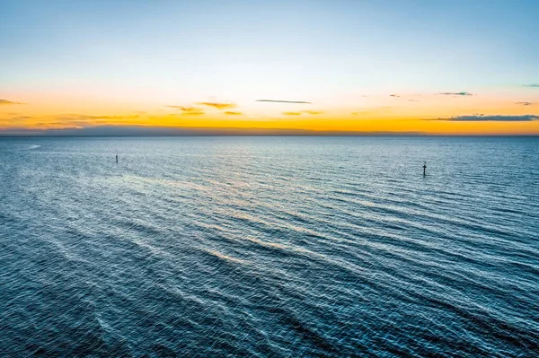 Vue Aérienne Coucher Soleil Sur Océan Avec Espace Copie Dans — Photo